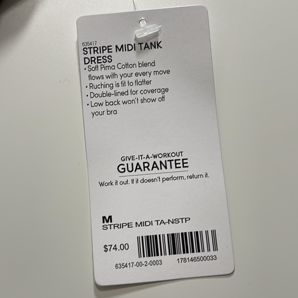 Athleta Ruched Stripe Midi Tank Dress Size M - Picture 5 of 12